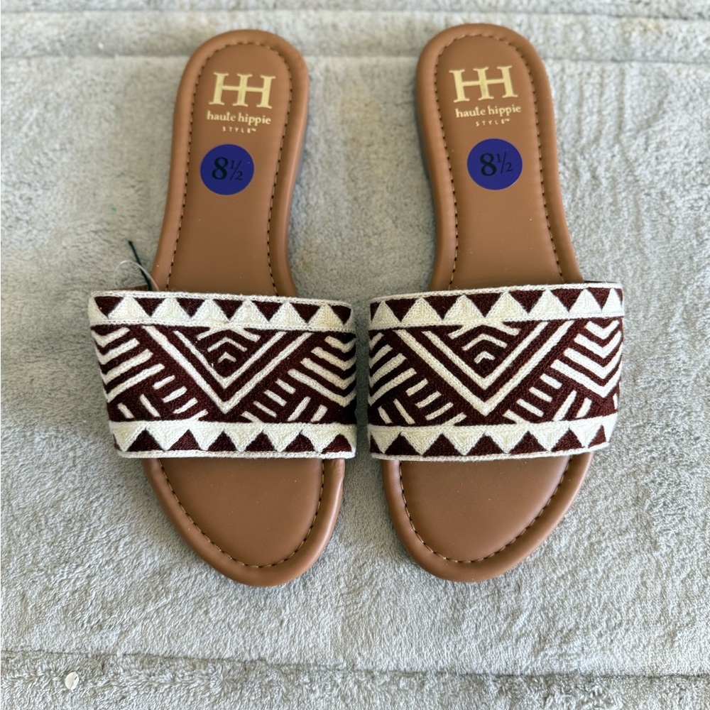 HAUTE HIPPIE Rianne Crochet Flat Slide Sandals Women’s 8.5 NEW‎ - Picture 3 of 6